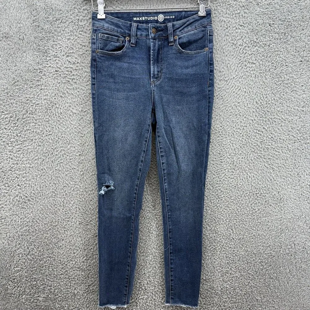Max Studio Indigo High Rise Skinny Women's Size 4‎ Premium Stretch Denim Jeans